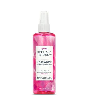 Heritage Store Rosewater Atomizer Mist Sprayer Rose Petals 8 fl oz (240 ml)
