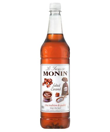 Monin Premium Coffee Syrup in Salted Caramel 1L Plastic Bottle & Monin Pump Coffee 1 l (Pack of 1)