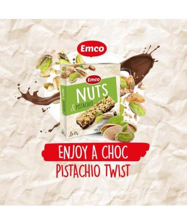 Emco Nut Bar Variety Pack - Gluten Free - Pistachio, Cashew, Honey & Cranberry - 20 Individually Wrapped Snack Bars - Buy Online on SooperMarket.com