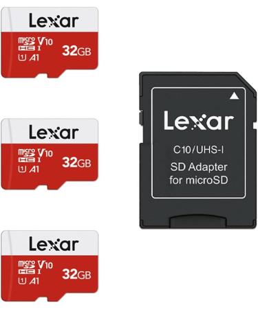 Lexar 32GB Micro SD Card 3 Pack with Adapter - Up to 100MB/s, U1 Class10 V10 A1, High Speed TF Card (3 Cards + 1 Adapter) - Buy Online on SooperMarket.com