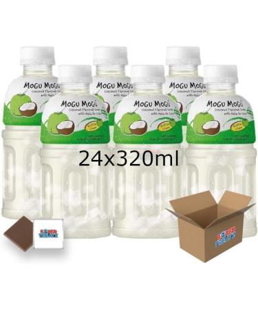 Mogu Mogu Flavored Drinks 24x320ml COCONUT - Nata De Coco Juice - Refreshing Taste - Fun Drinking During Hot Summers Or Take Them On Trips & Picnics Boxed Treatz Coconut 24