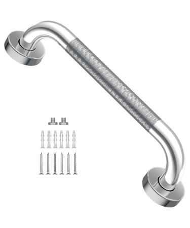 Brushed Nickel Shower Grab Bar w/Anti-Slip Knurled Grip 12 Inch Munzong Stainless Steel Bathroom Grab Bars Safety Bar Balanced Handrail Handicap Injury Elderly Senior Assist Support Shower Handle 12IN Brushed Nickel