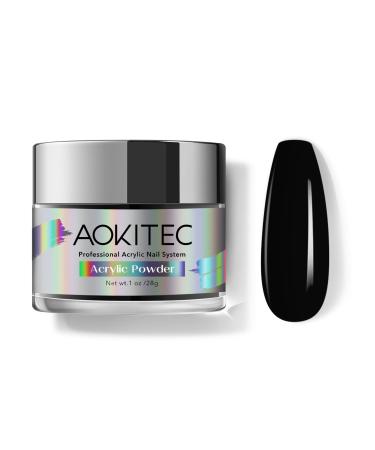 Aokitec Black Acrylic Powder for Nails Professional Acrylic Nail Powder Lasting Acrylic Powder for Extension French Nail Art Acrylic Nail Supplies Sets for Nails Beginners or Salon (1oz) 1 OZ Black