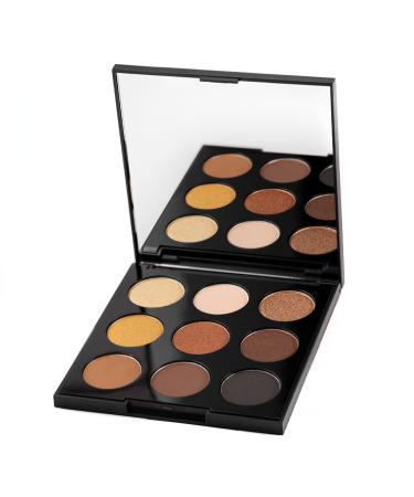 Palladio Ultimate 9-Count Eyeshadow Palette Talc-Free Formula High Pigmented Shades in A Mix of Matte & Shimmer Finishes Blendable Long Lasting Colorful Professional-Grade Makeup (Golden Sands)