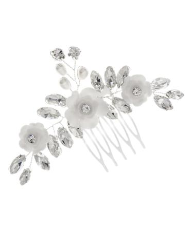 Amosfun Flower Hair Comb Rhinestone Hair Comb Bridal Hair Comb Wedding Hair Side Comb for Women