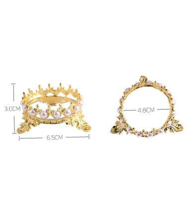 Elegant Crown Pen Holder with Pearl Nails Art Design | DIY Manicure Brush Stand for Nail Sculpture & Drawing - Gold - Buy Online on SooperMarket.com