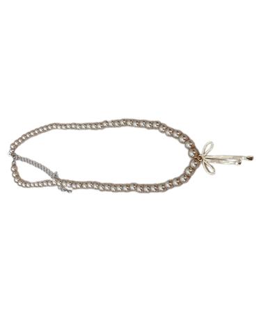 Oralgos Elegant gray necklace for women chain with loop collarbone chain adjustable collar jewelry accessory brown pearl chain