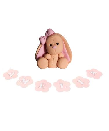 Brown Bunny Cake Topper 100% EDIBLE Decoration Personalised Name