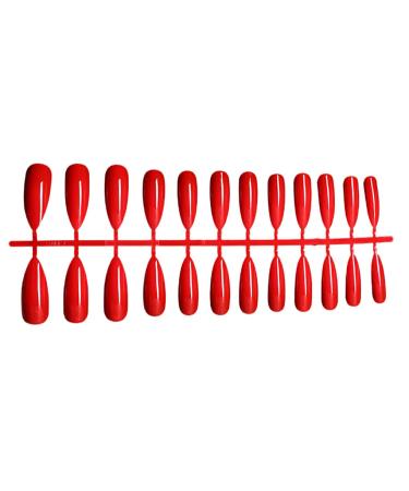Dajidafu 1 Set False Nails Long Press Nail Tips Full Cover Artificial Fingernails Nail Art Simple Style for Women Girls Beginners SM17P63 Red