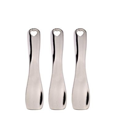 LEORX 3pcs Makeup Spatula Small Alloy Face Cream Spoon Reusable Mask Scoop Beauty Tools (Silver)