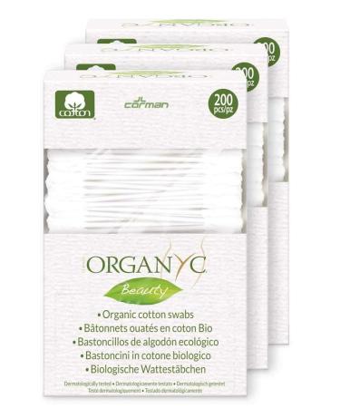 Organ (y) C cotton swabs made of 100% certified organic cotton - biodegradable packaging - 4 packs of 200 pieces each (a total of 800 pieces)