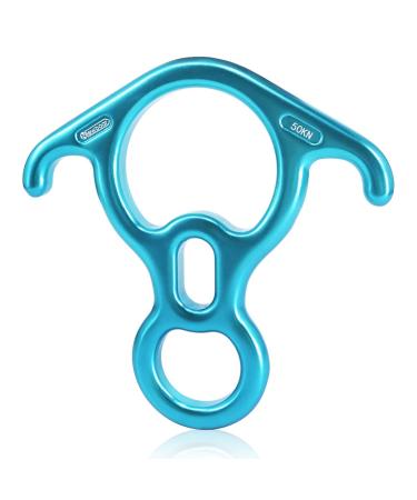 NewDoar 50KN 11000 LBF Rescue Figure,8 Descender Large Bent-Ear Belaying and Rappelling Gear Belay Device for Rock Climbing, Aerial Dance,Ziplining and Peak Rescue 7075 Aluminum Alloy Blue