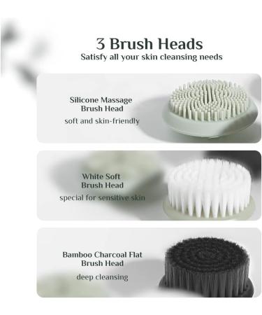 Electric Face Scrubber with Cleansing Station | Wireless Charging | 3 Brush Heads | Green - Buy Online on SooperMarket.com