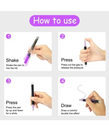 Double Line Markers Outline Pens Set - 12 Glitter Colors for DIY Art, Card Making, Lettering & Craft Projects - Buy Online on SooperMarket.com