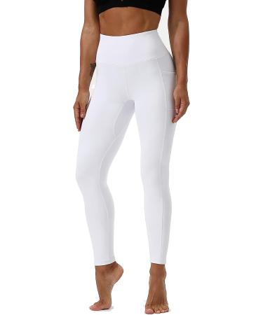 HOTSTUDIO White X-Large Yoga Pants with Pockets | High Waisted Workout Leggings for Women | Tummy Control Athletic Gym Leggings - Buy Online on SooperMarket.com