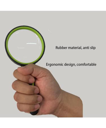 10x Green Magnifying Glass - 75mm Handheld with Non-Slip Rubber Handle for Books Maps Coins & Hobbies - Ideal for Seniors & Children - Buy Online on SooperMarket.com