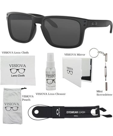 Oakley Holbrook OO9102 Men's Sunglasses Bundle with Leash + VISIOVA Accessories - Matte Black/Grey (9102e5) - Buy Online on SooperMarket.com