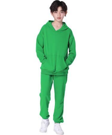 Amropi Boy's Hooded Tracksuit Set | 2-Piece Sweatshirt & Jogging Pants | Ages 3-12 | Green - Size 9-10 Years - Buy Online on SooperMarket.com