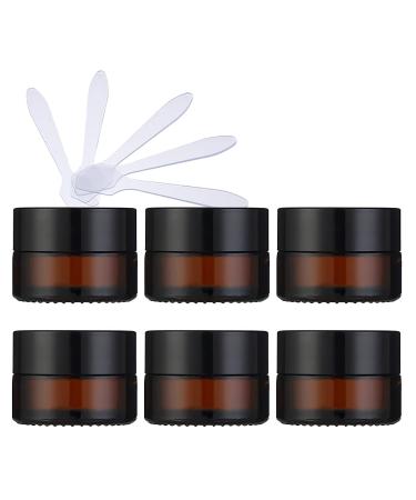 Zeoabsy 6 piece of empty brown glass cream box 5ml with lid brown las screw lid Glass insert screw box glass dose of ointment put cosmetic socket for gels creams + 6x spatula
