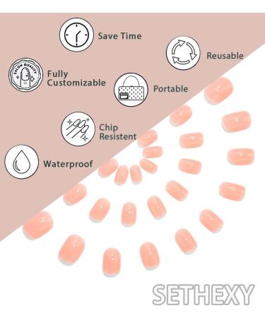 Sethexy Short Square Pink False Nails - 24Pcs Glossy Pure Color Collection for Women and Girls - Buy Online on SooperMarket.com