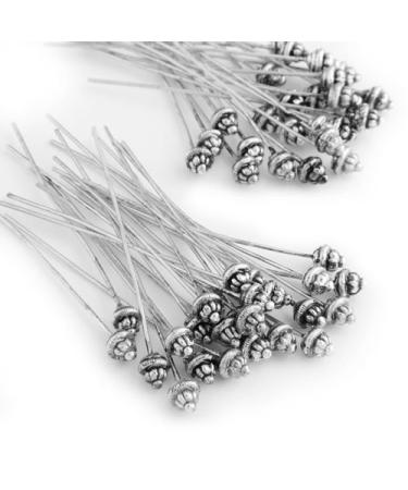 Ecloud ShopUS 50 Antique Tibetan Silver Tone 55mm Head Pins Needles FASHION