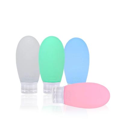 4PCs travel bottles for toilet items 100ml portable travel bottles made of silicone spout-safe refillable liquid container in travel size for travel toilet items and shampoo