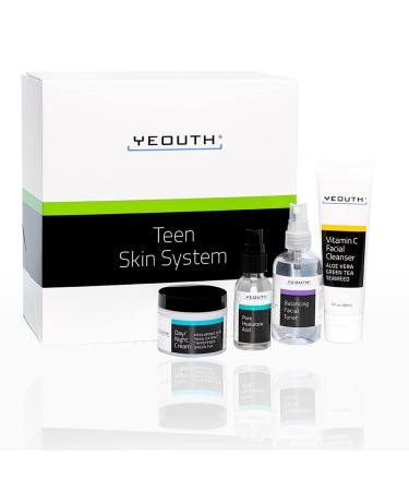 Teens Skincare Set  Vitamin C Cleanser  Toner  Hyaluronic Acid & Face Cream  Skin Care Products for Teen Girls & Boys Skin Care Gift Set by YEOUTH