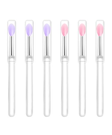 6pcs Lip Brushes Silicone Classycoo Lip Silicone Brush with Cap Makeup Beauty Brushes lip gloss applicator Lipstick Applicator Brushes for Applying Cream or Liquid Lip Mask and Eyeshadow