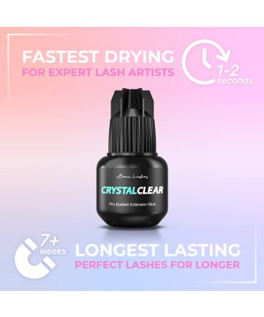 Crystal Clear Professional Eyelash Extension Glue | Strong Fast Drying Adhesive | Long-Lasting Semi-Permanent Lash Extensions | 7 Weeks Retention - Buy Online on SooperMarket.com