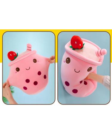 SPIRTUDE 2Pcs Boba Plush Set - Cute Strawberry & Brown Bubble Tea Stuffed Plushies 24cm - Soft Squishy Pillow for Kids Girls - Buy Online on SooperMarket.com
