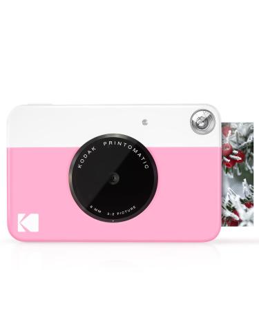 KODAK Printomatic Digital Instant Print Camera - Full Color Prints On ZINK 2x3" Sticky-Backed Photo Paper (Pink) Print Memories Instantly Pink Camera