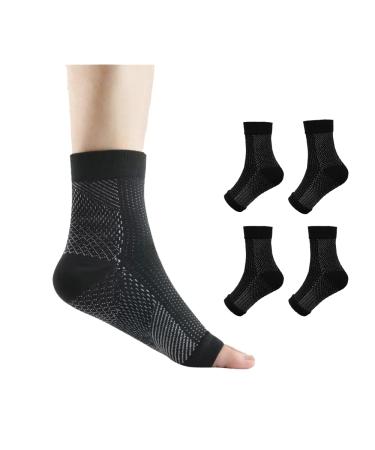 Qkepcy ankle compression stockings women men's foot compression ankle support compression socks for women orthopedic neuropathic socks Compress Socks L Black X4
