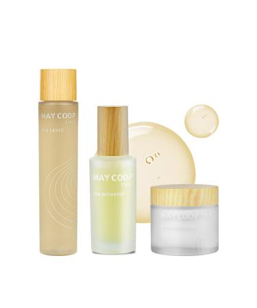 MAY COOP 3 STEP Moisturizing & Hydrating Korean Skincare Set - Raw Sauce Essnce Toner 150ML Moisturizer Face Cream Organic Activator Facial Serum All Skin Type