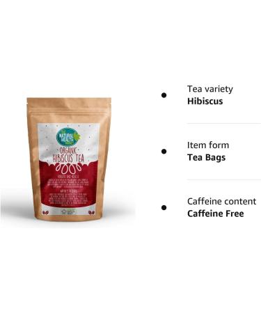 Organic Hibiscus Tea Bags (10 Count) by The Natural Health Market Vivid Red Roselle Tea made from 100% Natural Flowers - Buy Online on SooperMarket.com