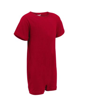 Special Needs Clothing Popper Vest Short Sleeve Bodysuit with Crouch Snap Button Adaptive Clothing For Children with Special Needs Supersoft Cotton Elastane Fabric By Kaycey 3-4 Years Red