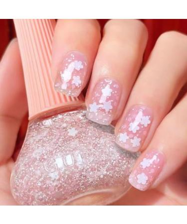 Glitter Nail Polish - Flash Shinny Nail Varnish - Quick Drying & Long Lasting Nail Polish - No Need Baking & Easy to Apply Nail Polish for Women (33CherryBlossomFairy)