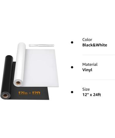 12x24ft Black&White Heat Transfer Vinyl Rolls - Flasoo 2 Rolls HTV Iron on Vinyl for Shirts - Cricut & Cameo Compatible - 12x12ft Per Roll - Buy Online on SooperMarket.com