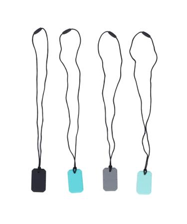 4 pieces of sensory chewing necklace food-safe silicone baby bite ring toys reduced anxiety safe soft sensory chewing chain trailer for children