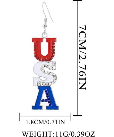 Independence Day Earrings - Sparkly Rhinestone American Flag Dangle Earrings for 4th of July - Patriotic Jewelry for Women - Buy Online on SooperMarket.com