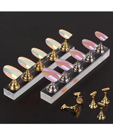 New Magnetic Acrylic Manicure Tools Nail Practice Hand Nail Exercise Base Nail Supplies Nail Tips Gold Display Stand - Buy Online on SooperMarket.com