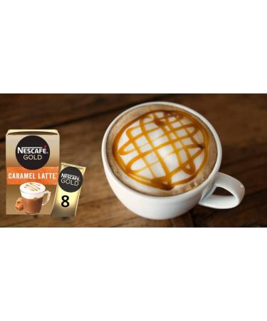Nescafe Gold Instant Coffee Sachets Contains 48 Caramel Latte Sachets Bundled With 48 x Temas Store Coffee Stirrers & 1 x Reusable Coffee Cup| Coffee Gift Set | Coffee Sachets Individually Wrapped - Buy Online on SooperMarket.com