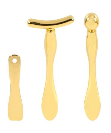 Metal Eye Face Cream Applicator Stick and Mini Cosmetics Spoon Spatula  Zinc Alloy Makeup Spoon Metal Eye Facial Massager for Facial Cosmetic Face Cream (Gold)