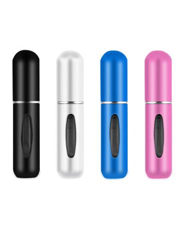 Leikedun 4 PCS Perfume Atomiser Bottles 5ml Mini Refillable Spray Portable Liquid Fragrance Bottle with Visual Window Empty Travel Bottle for Purse Handbag Pocket Luggage