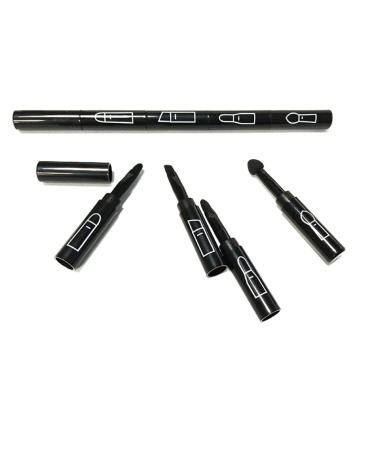 4 in 1 Premium Detachable Makeup Brush Set - Portable Eyebrow Eyeshadow Lip Brush Kit - Travel-Friendly Black Retractable Brushes - Buy Online on SooperMarket.com
