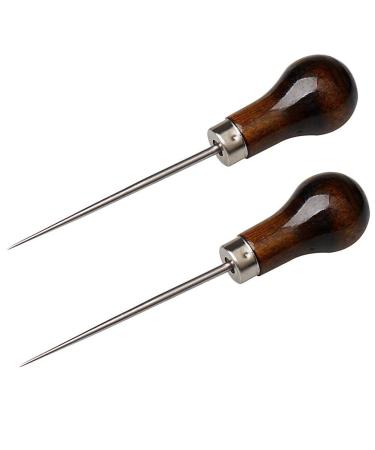 EUBags Awl Tool  2 PCS Gourd Shape Wooden Handle Scratch Awl For Leather Hole Punch Awl Maker Tool