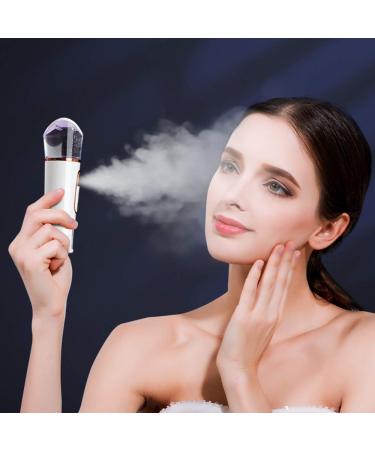 FATUXZ Handy Nano Mist Sprayer with Skin Analyzer Moisture Tester - Portable Facial Atomizer for Eyelash Extensions - Large Capacity Face Moisturizer for Hydration - Refreshing White - Buy Online on SooperMarket.com
