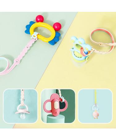 4 Pcs Adjustable Silicone Toy Clips for Baby Pacifier, Feeding Bottle & More - Safety Straps for Stroller, High Chair & Cribs - Buy Online on SooperMarket.com