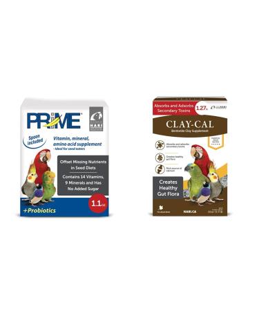 Hari Prime Vitamin Supplement for Birds | Clay-Cal Bentonite Clay Supplement Bundle