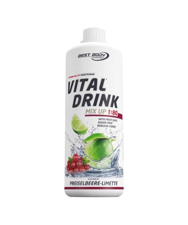 Best Body Nutrition Vital Drink Zerop - cranberry lime original beverage concentrate - Sirup - Sugar -free 1:80 results in 80 liters of ready -made drink 1000 ml cranberry limets 1 L (1 Pack)
