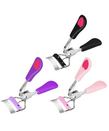 Premium Eyelash Curler with Comb - Steel Wide Angle Eye Makeup Tool for Perfectly Separated Lashes | Purple - Ideal for Girls & Women - Buy Online on SooperMarket.com